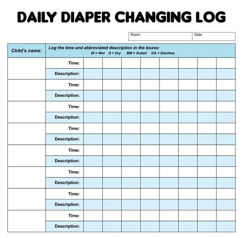 Printable Diaper Chart For Daycare